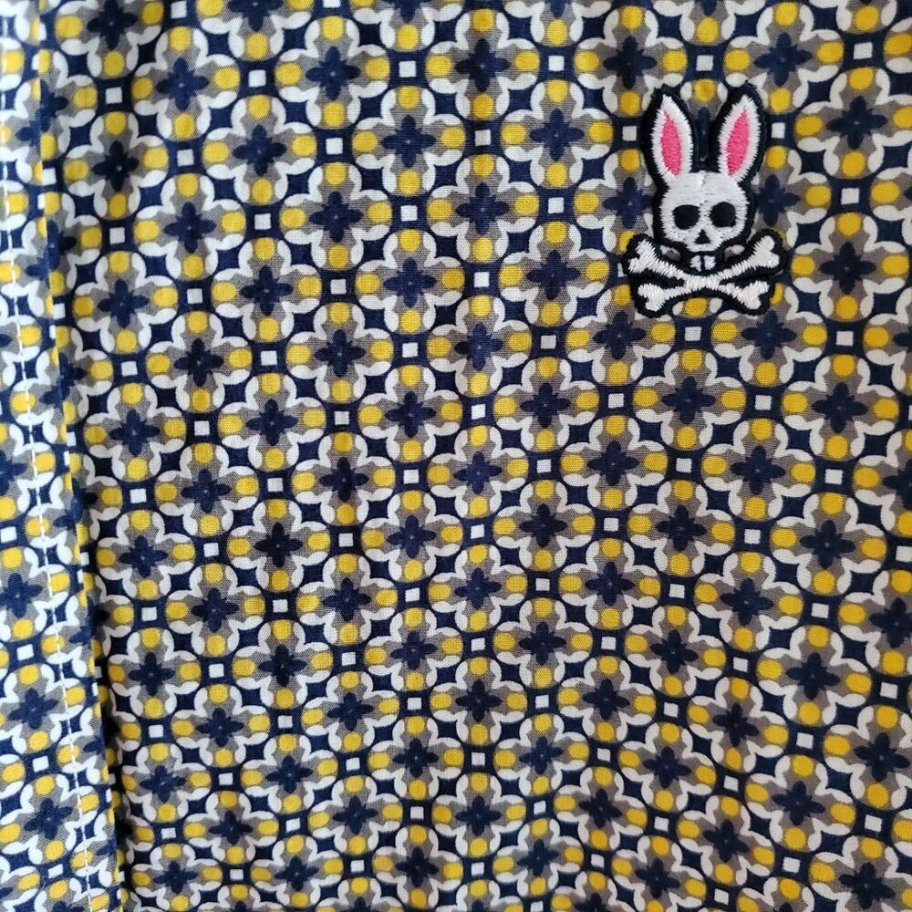 Psycho Bunny 100% Pima Cotton Geometric Printed Long Sleeve Button Down Shirt M - Picture 5 of 13